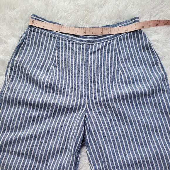 beachlunchlounge Linen Pants with Pockets - Blue and White Vertical Stripe - Picture 5 of 10